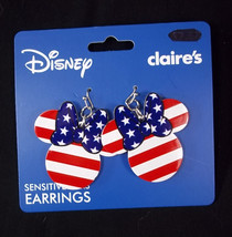Claire&#39;s Minnie Mouse head USA Flag earrings NEW - £8.73 GBP