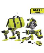 RYOBI ONE+ 18V Cordless 6-Tool Combo Kit with 1.5 Ah Battery Charger Inc... - $269.99