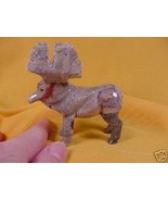 (Y-MOO-NB-401) ELK MOOSE carving gem stone gemstone SOAPSTONE PERU antle... - $21.03