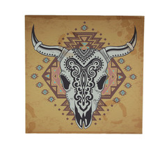 Southwest Steer Skull Santa Fe Style Canvas Print - £20.72 GBP