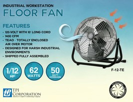 TPI F-12-TE Industrial Workstation Floor Fan - £111.91 GBP