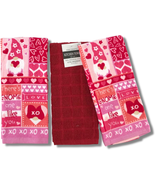 Serafina Home Valentines Kitchen Towels: Fun Patchwork Gnomes with Love&#39;... - £22.36 GBP