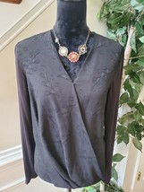 Lysse Women&#39;s Black Polyester V-Neck Long Sleeve Casual Top Blouse Size Small - £39.11 GBP