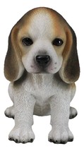 Realistic Adorable Sitting Tri Color Beagle Dog Puppy Home Decor Figurine 6&quot;L - £22.13 GBP