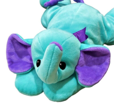 1990s Ty Pillow Pals Squirt Elephant Plush Blue Purple Trunk Up Lucky Vintage - £20.79 GBP