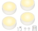 Led Puck Lights With Remote Control, 1600Mah Usb Rechargeable Battery Po... - £37.65 GBP
