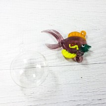 Vintage Glass Blown Floating 2&quot; Purple Tropical Fish w/ Water Floater Bubble - £14.94 GBP