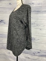 Chicos 3 Tunic Knit Womens XL Shirt Gray 3/4 Sleeves Asymmetric Marble Space Dye - £10.57 GBP