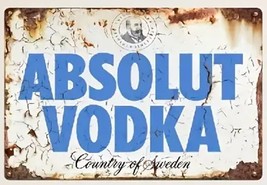 Absolut Vodka Country Of Sweden Vintage Novelty Metal Sign 12&quot; x 8&quot; Wall Art - £7.03 GBP