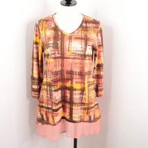 LOGO Lori Goldstein Women&#39;s S Multicolor Patterned A-Line Tunic Long Sle... - £11.79 GBP