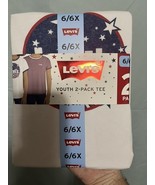 Levi’s Youth 2-Pack Tee Girls 6/6X Red,White,Blue Colors Pinstripe - $309.95 MXN
