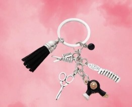 Hairdresser Keychain, Scissors Comb Keyring, Hair Stylist Keychain, - £9.77 GBP
