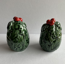 Lefton Ceramic Salt and Pepper Shakers Holly and Berries Pattern 6011 - £11.72 GBP