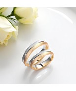 Two-Tone Wedding Band-4mm Wedding Bands Set-Matching Rings-Engrave Band ... - $999.79 CAD+