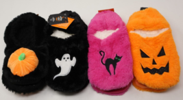 Halloween Black Cat Ghost Pumpkin Slipper Socks Women’s Size M/L 8-10 Hide &amp; Eek - $19.79