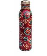 Copper Bottle Hand painted Red color capacity -950 ml/33 oz for water st... - €28,36 EUR