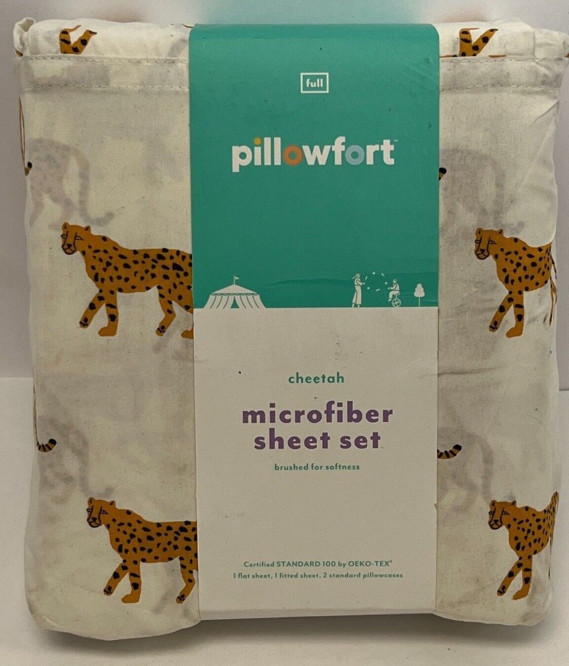 Primary image for 4 pc Pillowfort Cheetah Full Microfiber Sheet Set, Flat, Fitted, 2 Pillowcase