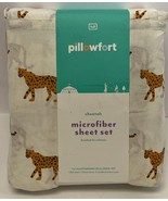 4 pc Pillowfort Cheetah Full Microfiber Sheet Set, Flat, Fitted, 2 Pillo... - £31.70 GBP
