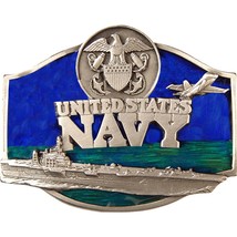United States Navy Belt Buckle Enamel Blue &amp; Green - £16.30 GBP