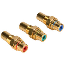 Gold Component Rca Jack Bulkhead Red/Green/Blue Set Hex Type - $30.99