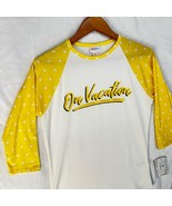 NWT LuLaRoe White Yellow Baseball Style ON VACATION Raglan T-Shirt Women... - $14.84