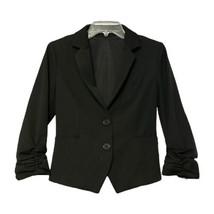 Express Womens Black 2-Button with Ruched Sleeves Cropped Blazer Size 4 - £14.18 GBP