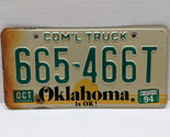 Oklahoma Is OK Commercial Truck License Plate  - Expired 1994 -  665 455T - £7.06 GBP