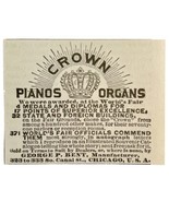 Crown Piano Organ Worlds Fair 1894 Advertisement Victorian Instrument 1 ... - $27.41 CAD