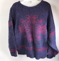 Vtg Northern Isles Sweater XL Australian Shetland Wool Blend Purple Snow... - £21.08 GBP