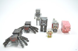 Minecraft Figures Lot Spiders, Cow, Pig, Chicken, Skeleton, And Wolf Animal Toys - £10.19 GBP