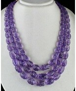 Certified Natural Amethyst Carved Beads 1152 Ct Purple Gemstone Vintage ... - £1,393.58 GBP