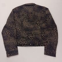 Nine West Jean Women's Sarah Jacket Denim Tan Wild One Leopard Print Size Large image 2