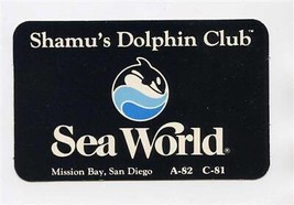Shamu&#39;s Dolphin Club Membership Card 1980&#39;s Sea World San Diego California - £13.99 GBP