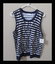 Rafaella Womens Knit Tank Top Blue &amp; White Stripe Nautical Size XL RETAI... - €16,88 EUR