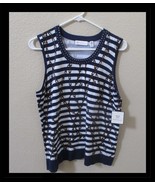 Rafaella Womens Knit Tank Top Blue &amp; White Stripe Nautical Size XL RETAI... - €16,75 EUR