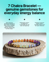 7 Chakra Healing Bracelet Multicolor Gemstone Beads Tiger Eye Amethyst L... - $12.99