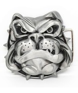 Grey British Bulldog Metal 3&quot; X 3&quot; Belt Buckle - $10.88