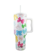 Multicolored Coquette Bows Printed Stainless Steel Tumbler 38 oz with Ha... - £29.51 GBP