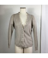 New York &amp; Company Cardigan Sweater Womens XL Taupe Button Front V-Neck ... - $17.81