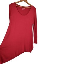 Soft Surroundings Red Top S Tunic Dress Scoop Neck Side Slit Flowy Asymm... - £19.45 GBP