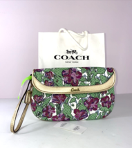 Coach Floral Large Flap Bag Wristlet Green Purple Canvas Gold Leather F4... - £60.79 GBP