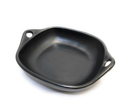 Roasting Pan Saute Dish Casserole Pan Black Clay 11 x 10.5&quot; hight 2 W/H 15&quot; - £60.07 GBP