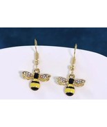 Elegant Sparkling Bumble Bee Dangle Earrings Embody Strength and Unity - £11.64 GBP