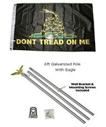 AES 2x3 2&#39;x3&#39; Gadsden Don&#39;t Tread On Me Black Flag Galvanized Pole Kit E... - $40.86 CAD