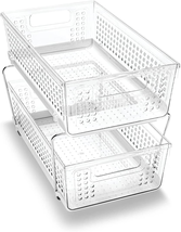 2 Tier Organizer, Multi-Purpose Slide-Out Storage Baskets with Handle - £33.30 GBP