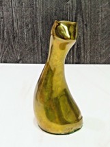 Modernist Solid  Brass Sitting Cat Paperweight Figure MCM Heavy Abstract - £18.99 GBP
