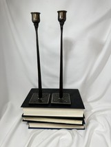 Vintage MCM Lance Cloutier Brutalist Iron Taper Candle Holders Set Tall Signed - £128.14 GBP