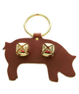 PIG DOOR CHIME - BROWN LEATHER w/ SLEIGH BELLS - Amish Handmade in the USA - $457.91 MXN