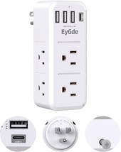  Multi Plug Outlet Extender Surge Protector 1700J, Wall Power Strip with Rotatin - £28.77 GBP