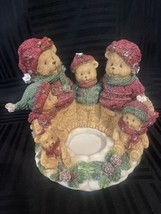 Home Interior Winter holiday bear family votive tealight candle holder - $12.00